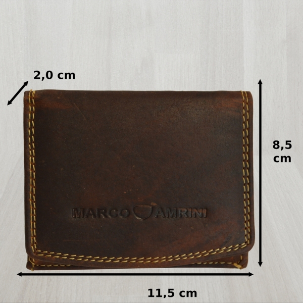 flevado Geldbörse Unisex Wiener Schachtel RFID Schutz Echt Leder (braun)